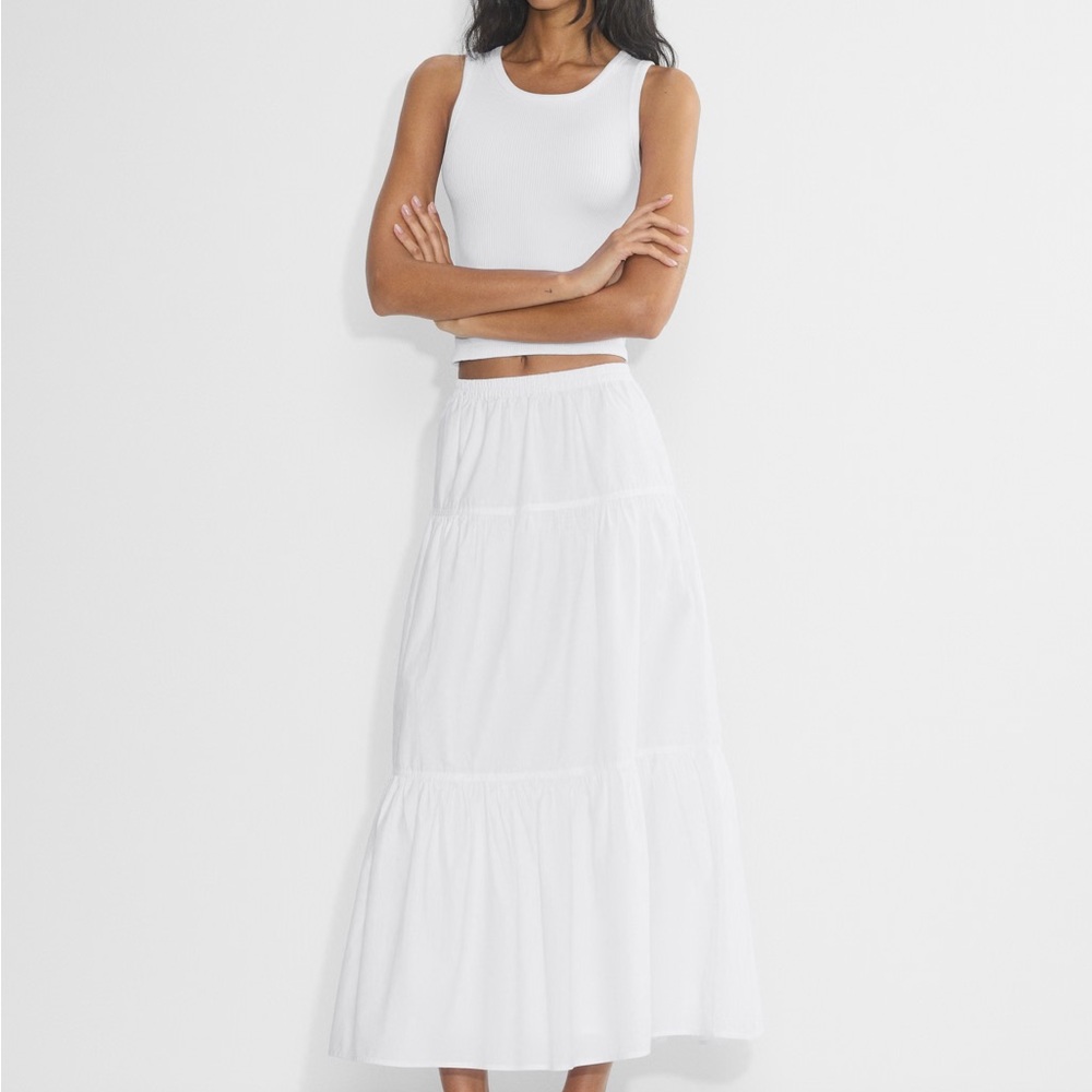 ARITZIA SUNDAY BEST PRARIE SKIRT. WHITE MAXI. SIZE LARGE. NWT